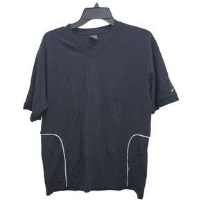 Nike Dri-Fit‎ Men's Black White Piping Breathable Short Sleeve Tennis Shirt Sz M